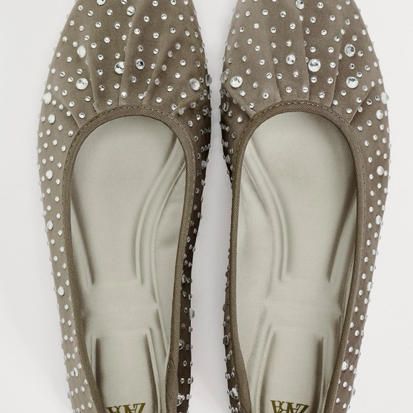 Rhinestone ballet flats in taupe gray. Zara, NWT, size 38 (US 7.5) - Picture 10 of 10